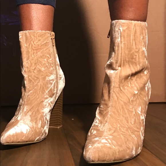 Ankle booties, Tan thick heel- 3 inch heel - Picture 2 of 6